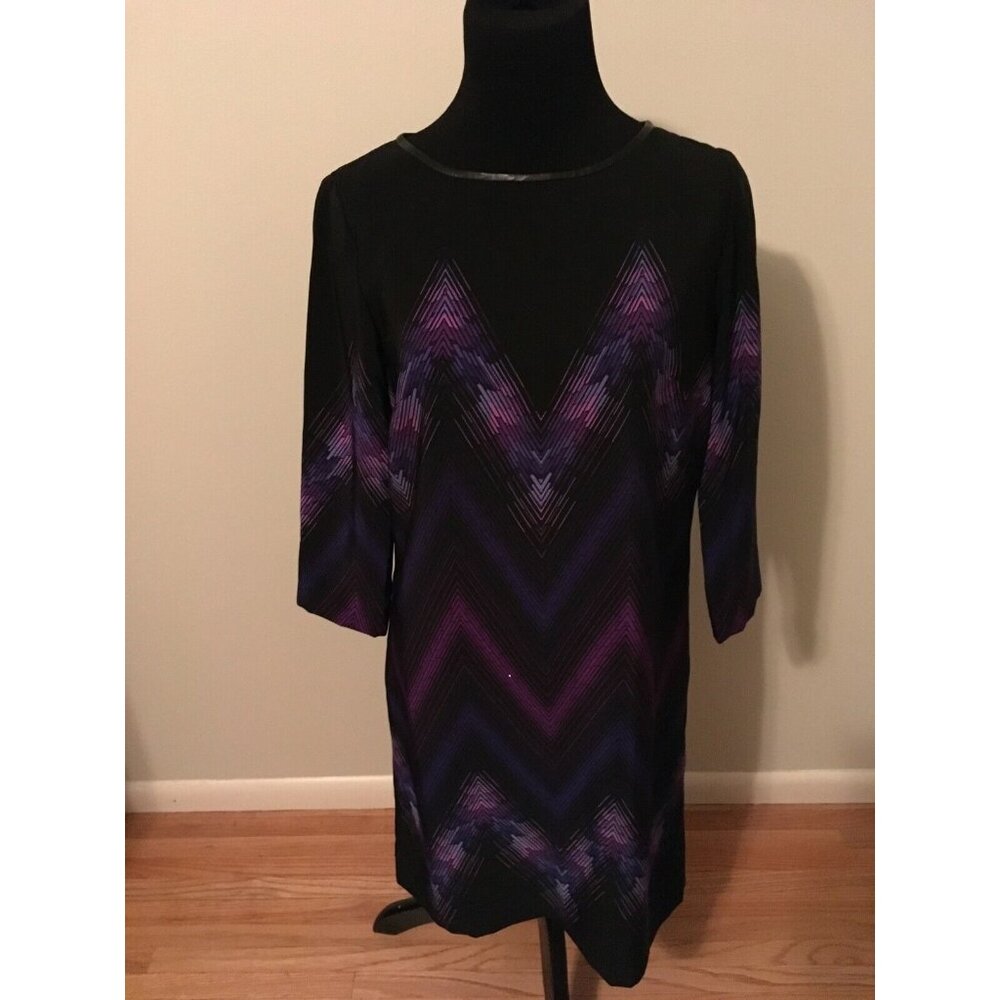 Tahari Arthur S. Levine Black & Purple Shift Dress, Size 2 (US) , NWT!